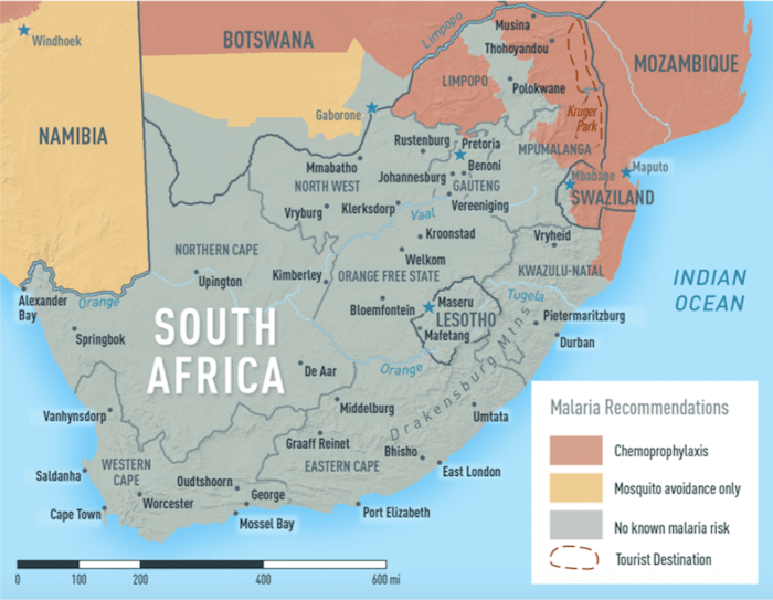Malaria Map South Africa 2020 - CDC