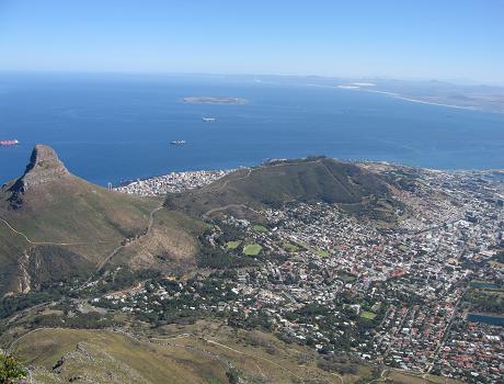 Stunning Views from Table Mountain with Lions Head, Signal Hill and Robben Island