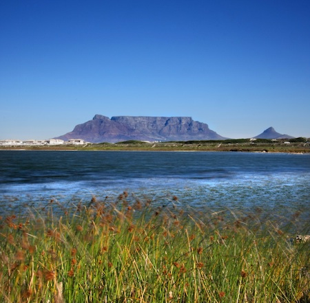 Deep blue sky over Table Mountain