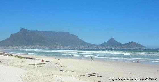 Famous view from Blaauwberg Beach in Cape Town