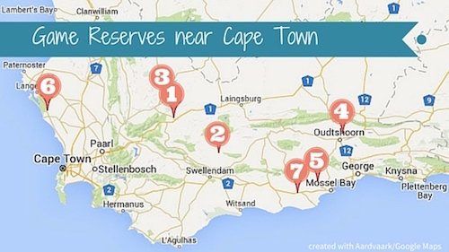 Cape Town Safari and Game Lodges - map by Expat Cape Town